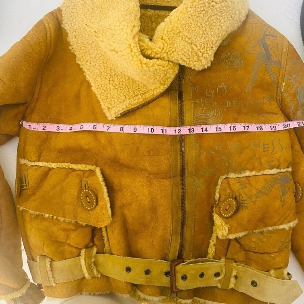 People Of The Labyrinths RARE Women's Leather Jacket Faux Fur Size Large Coat - Picture 6 of 10